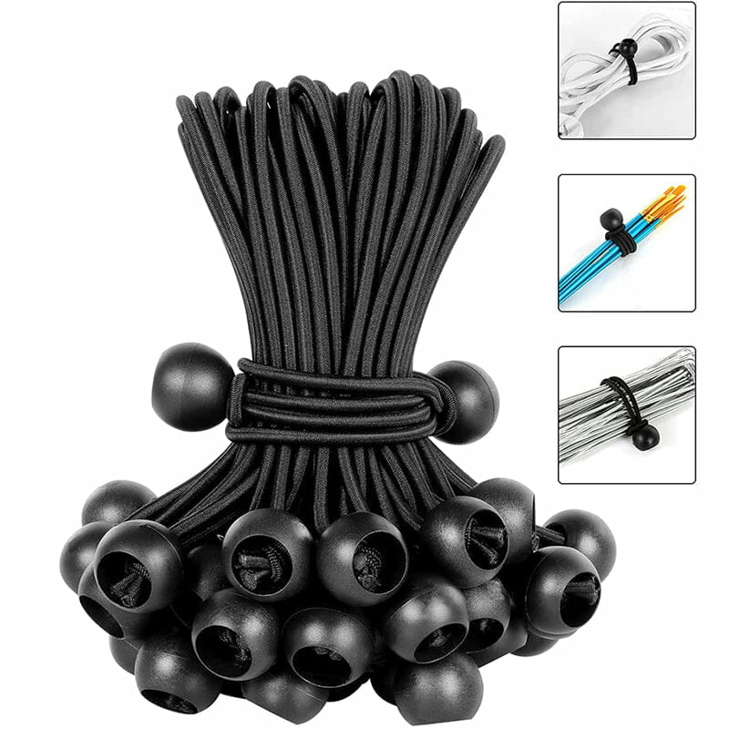 10 Pieces Heavy-Duty & Versatile Tarp Tie-Down BB-11B Ball Bungee Cord