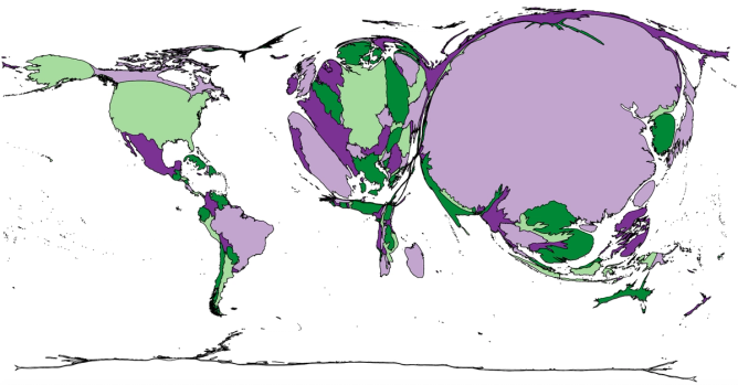 A map of the world for the quiz