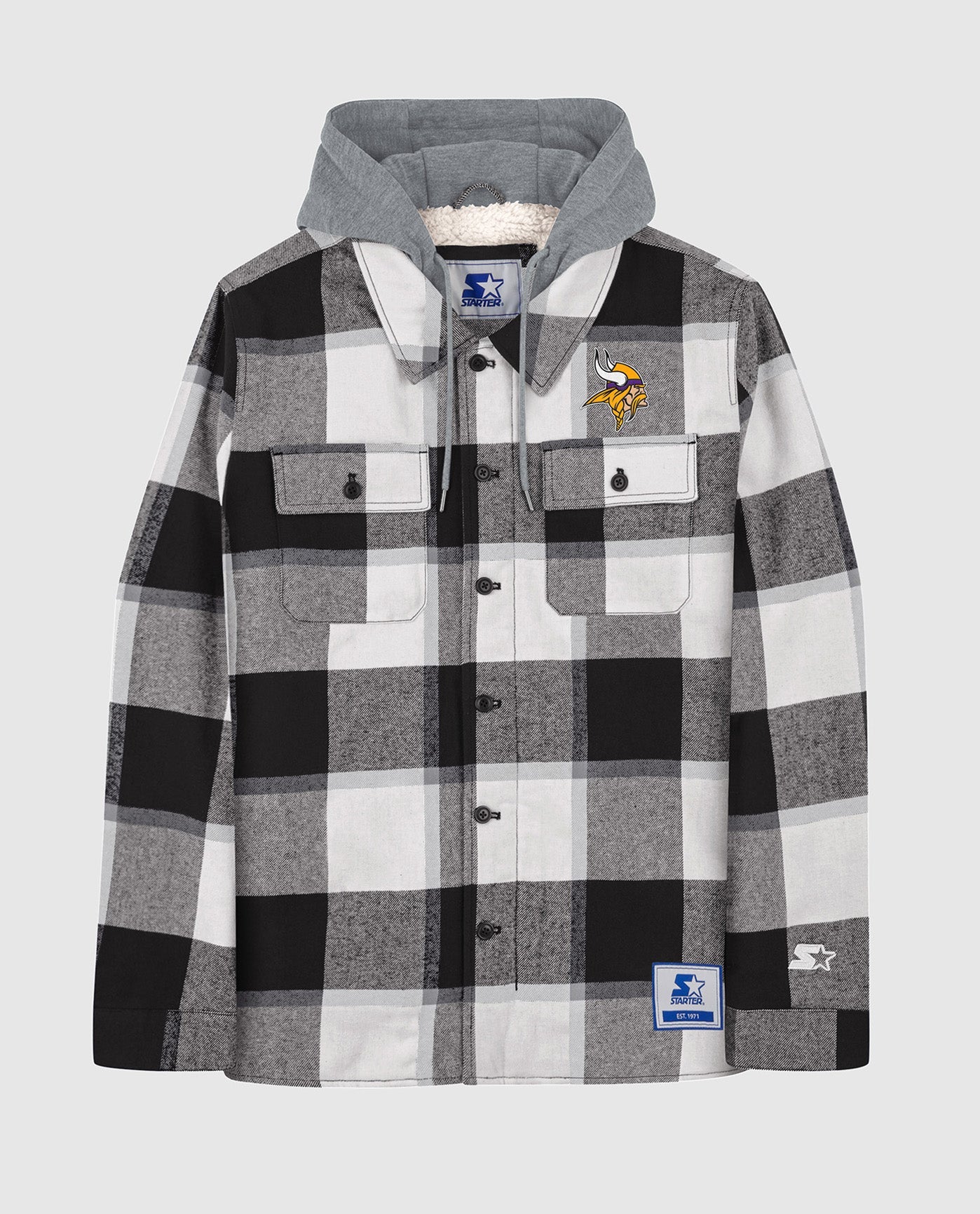 Image of Minnesota Vikings The Big Joe Sherpa Lined Plaid Jacket