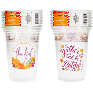 6-ct. plastic harvest-themed tumblers