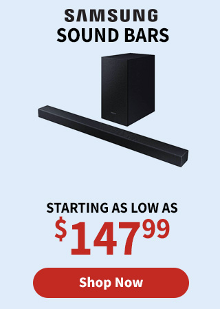 Samsung Sound Bars Starting as Low as $147.99. Shop Now.