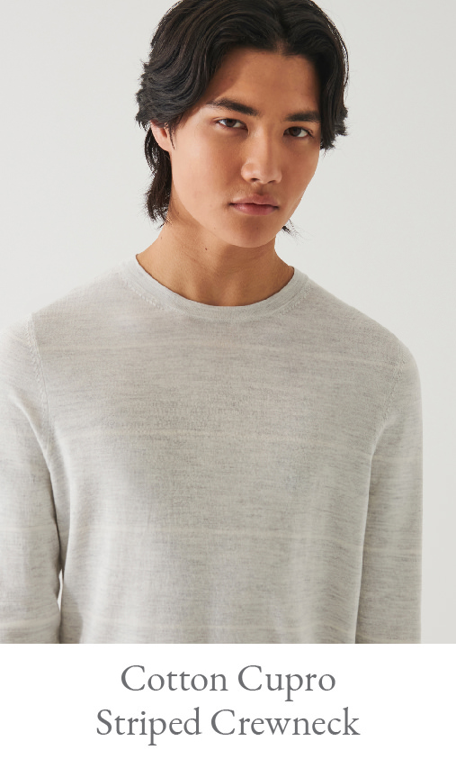 COTTON CUPRO STRIPED CREWNECK