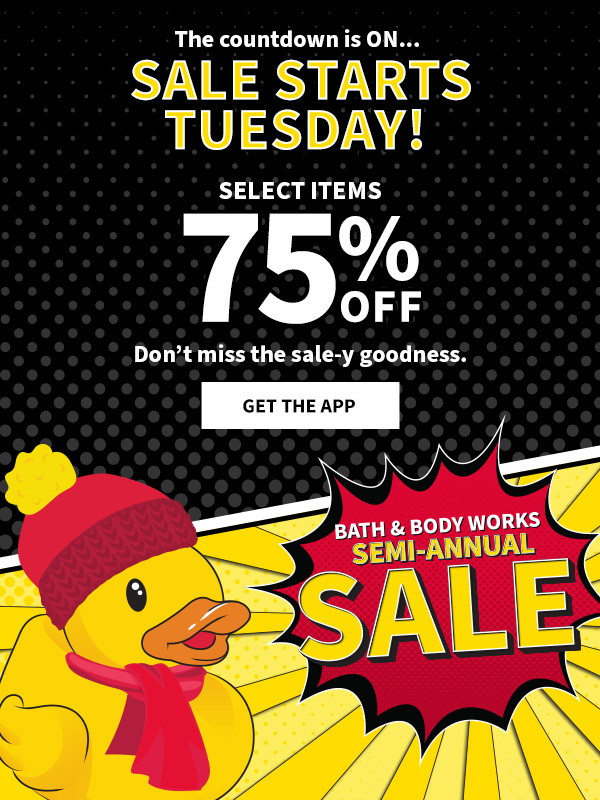 The countdown is on... Sale Starts Tuesday! Select items 75% off