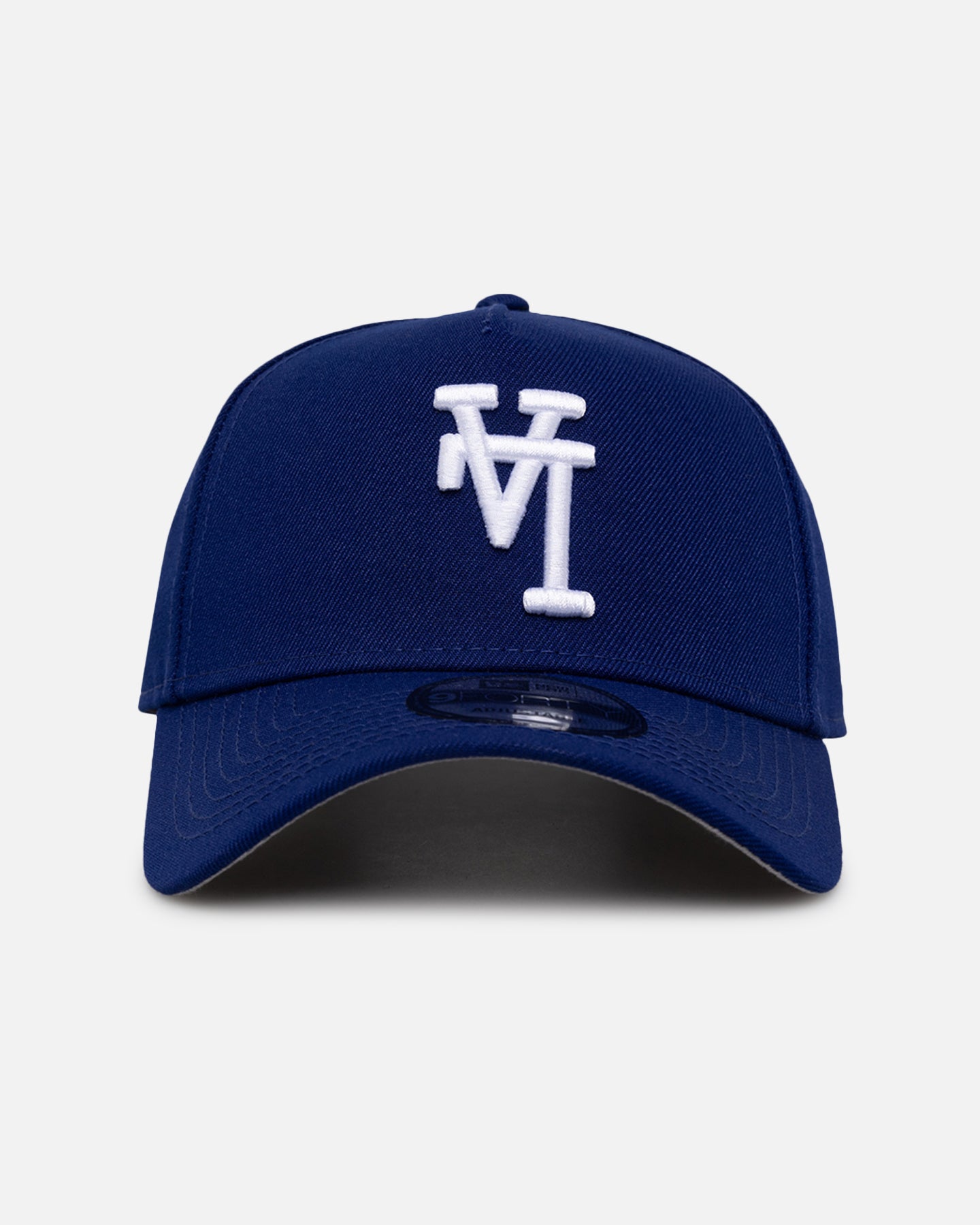 Image of New Era Los Angeles Dodgers 'Upside Down LA Logo' 9FORTY A-Frame Snapback Dark Royal