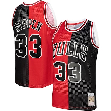  Mitchell & Ness Scottie Pippen Red/Black  Big & Tall Hardwood Classics 1997/98 Split Swingman Jersey