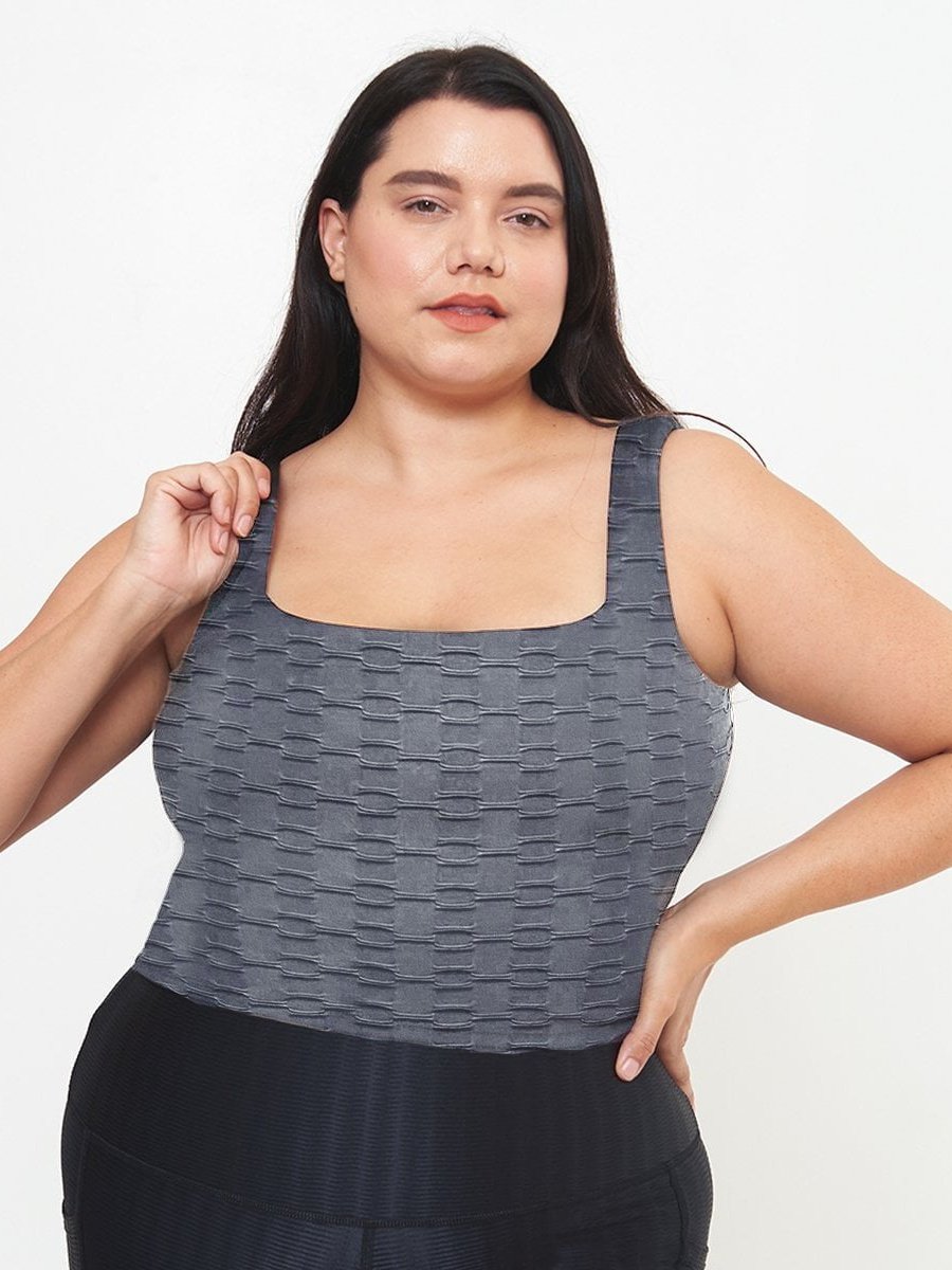 Image of Fitted Tank w/ Built-In Bra - Slate Links Pattern