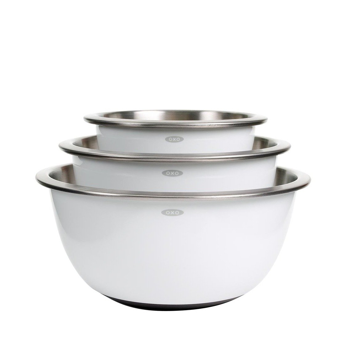 Image of 3-Piece Stainless Steel Mixing Bowl Set - White