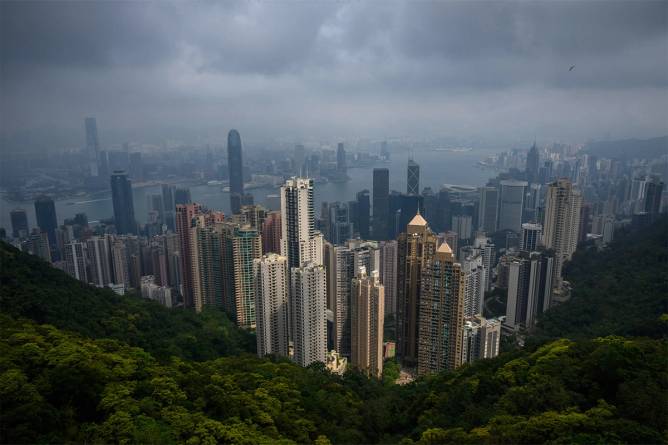 Hong Kong with ominous clouds