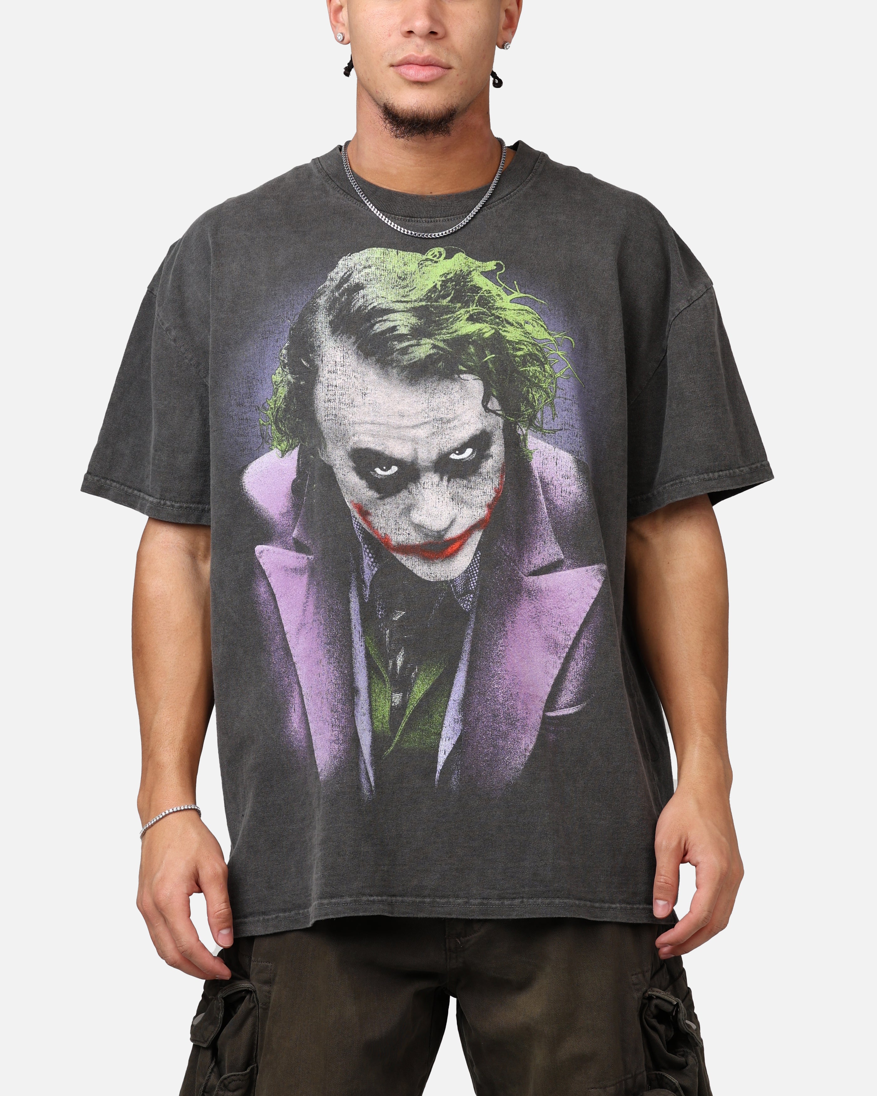 Image of American Thrift X DC Batman The Joker Magic Trick Heavyweight T-Shirt Black Wash