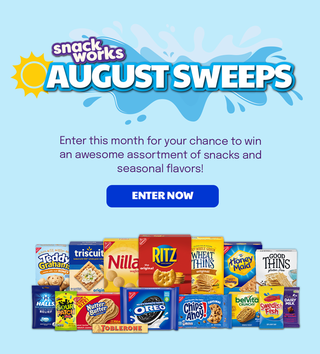 snackworks - August Sweeps - Enter this month for your chance to win an awesome assortment of snacks and seasonal flavors! - ENTER NOW