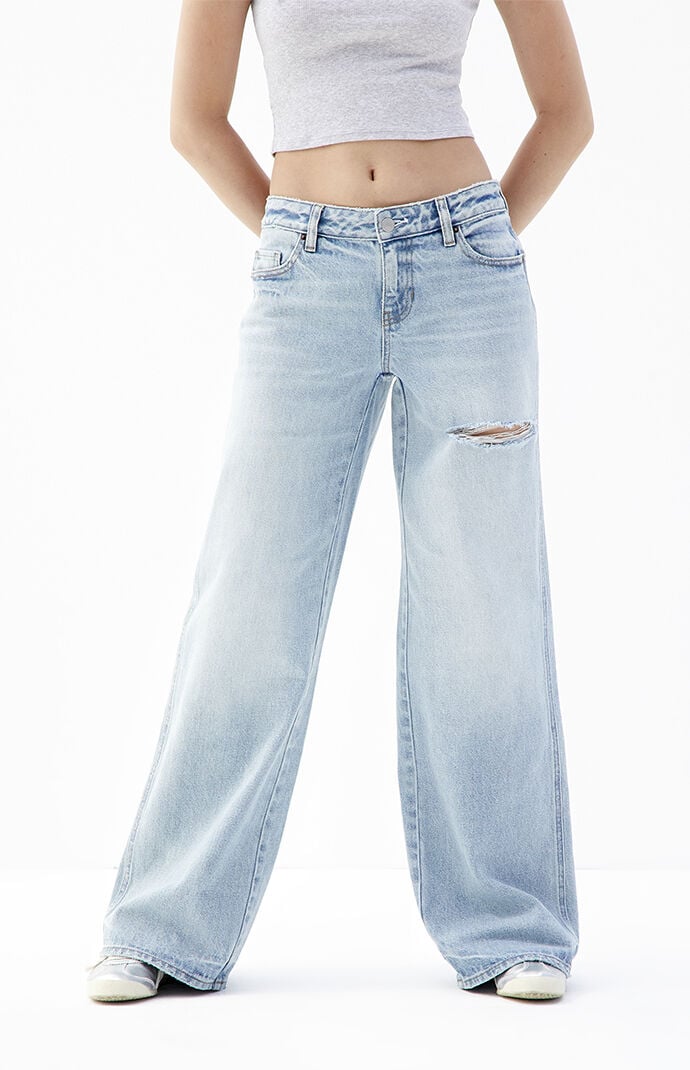 Image: Casey Light Indigo Ripped Low Rise Baggy Jeans