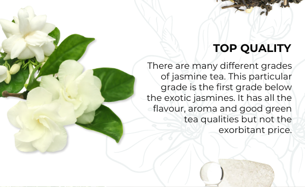 April's Featured Tea. Jasmine with Flowers Green Tea. Save 15% Throughout April.