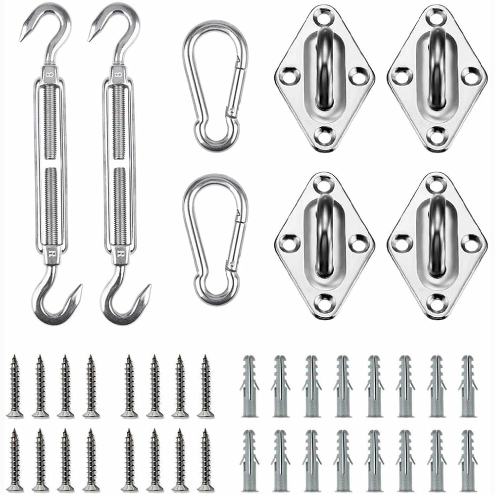 Sun Shade Sail Hardware Kit for Rectangle Outdoor Installation 304 Stainless Steel