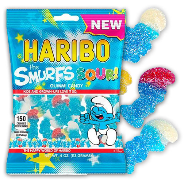 133839 - Haribo Gummy Sour Smurfs Candy: 3LB Box