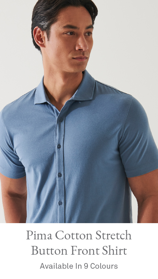 PIMA COTTON STRETCH BUTTON FRONT SHIRT