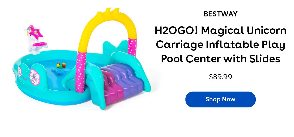 Bestway H2OGO! Magical Unicorn Carriage Inflatable Play Pool Center with Slides $89.99 Shop Now