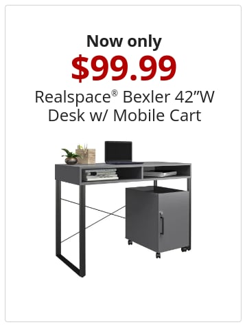 Now only 89.99 Realspace® Bexler 42”W Desk w/ Mobile Cart