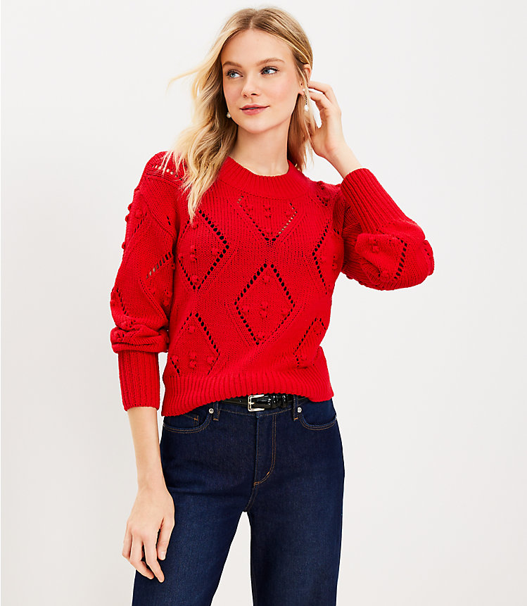 Geo Pointelle Bobble Sweater