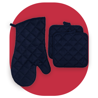 Navy oven mitt and hot pad