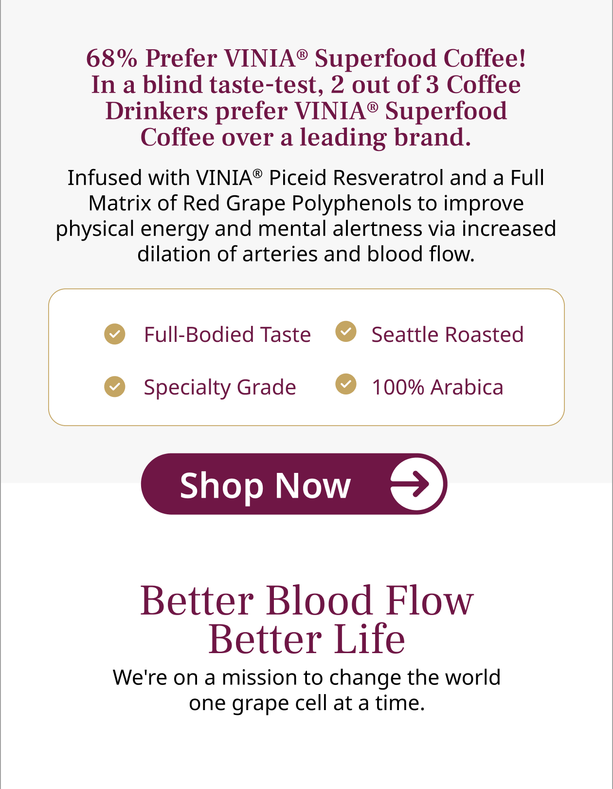 68% Prefer Vinia Superfood Coffee