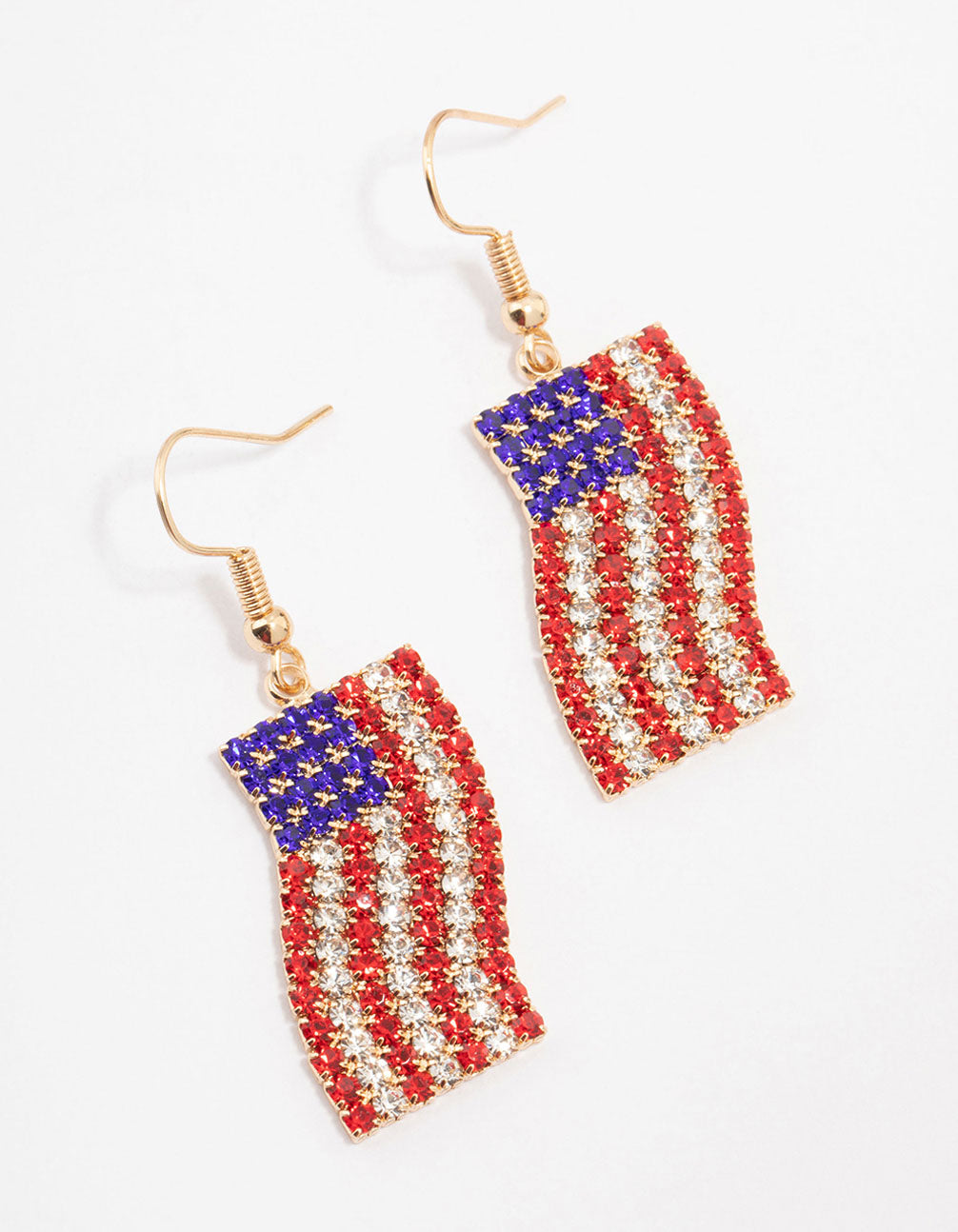 Image of Gold American Flag Drop Earrings