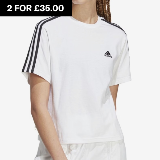 adidas 3-Stripes Crop T Shirt Womens, 2 FOR £35.00