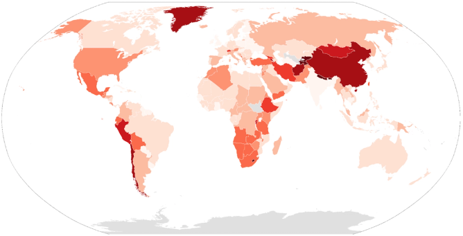 Cloropeth map of the world for trivia