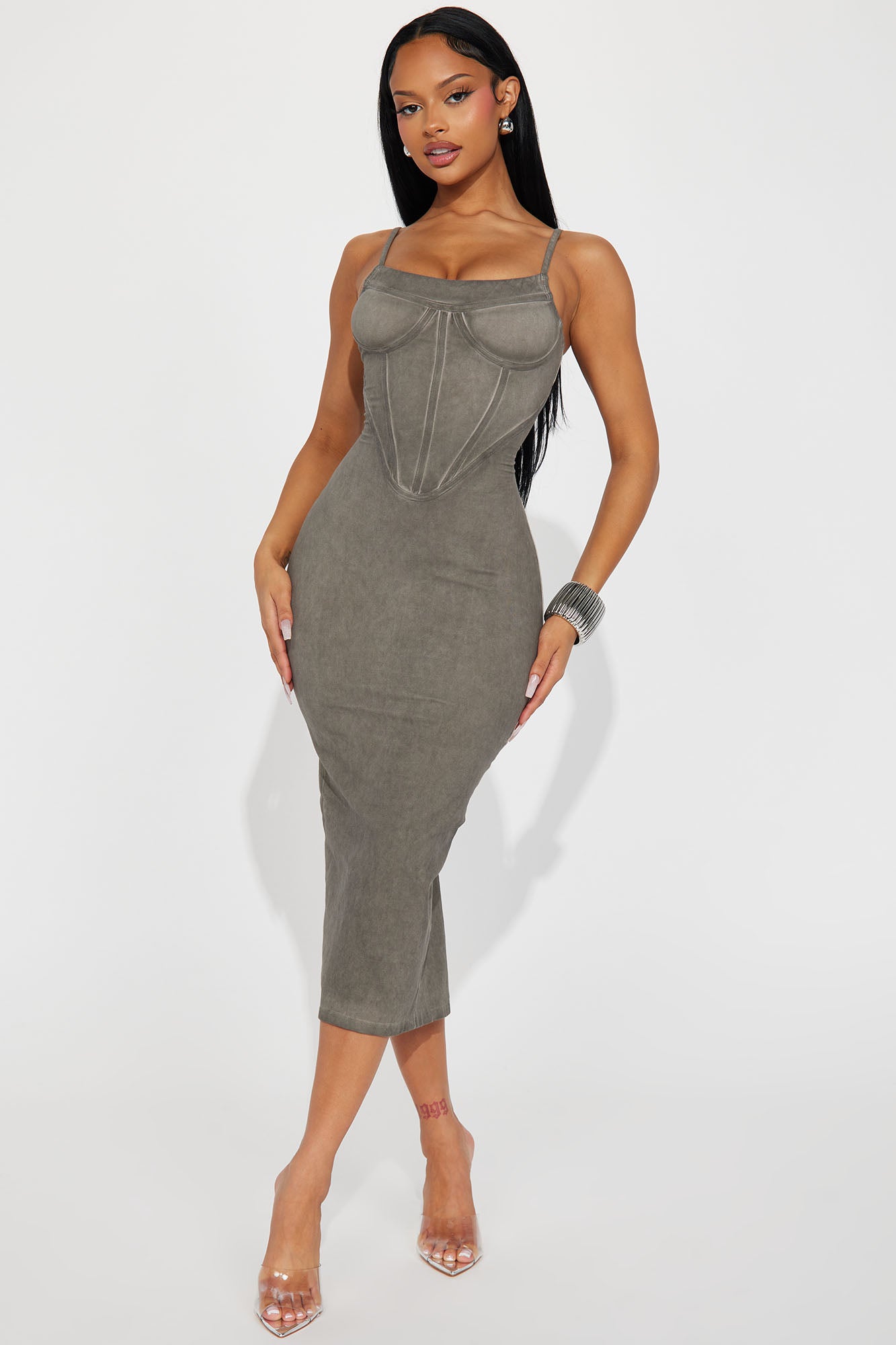 Image of Lizette Midi Dress - Grey