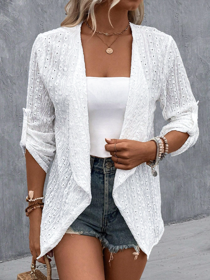 Plain Hollow Out Casual Kimono