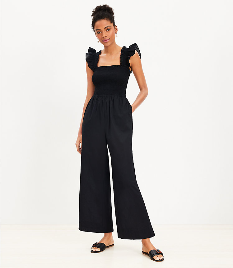 LOFT Beach Ruched Wide Leg Jumpsuit