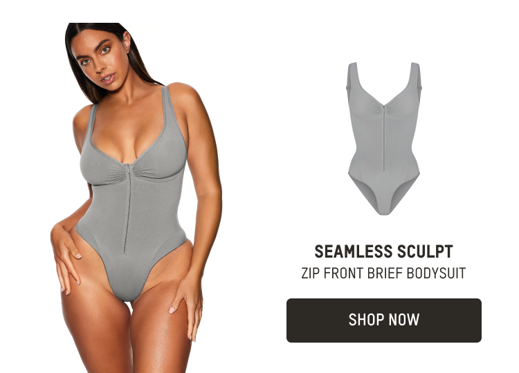 SEAMLESS SCULPT ZIP FRONT BRIEF BODYSUIT