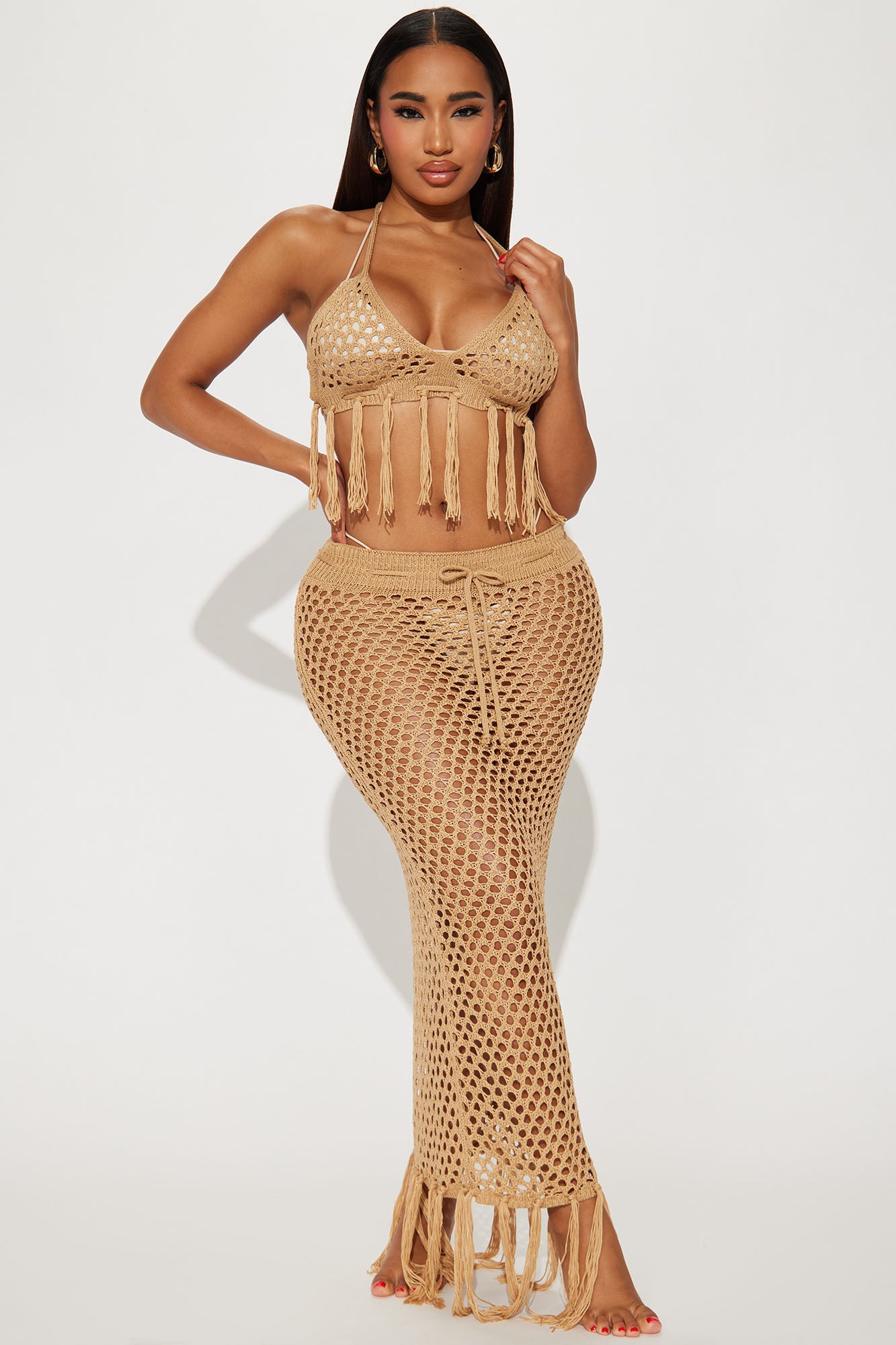 Image of Vacation Fantasy 2 Piece Cover Up Set - Beige