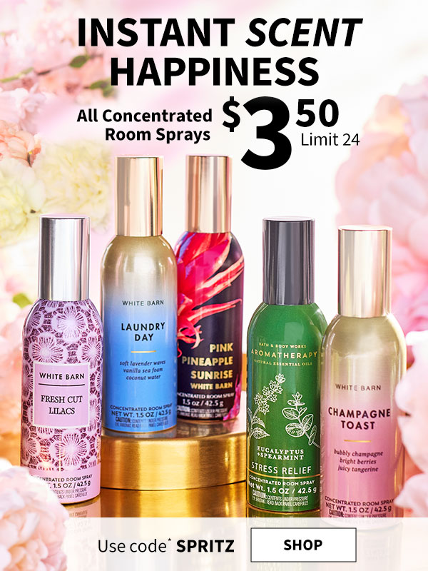 instant scent happiness all concentrated room sprays $3.50 limit 24 use code spritz shop