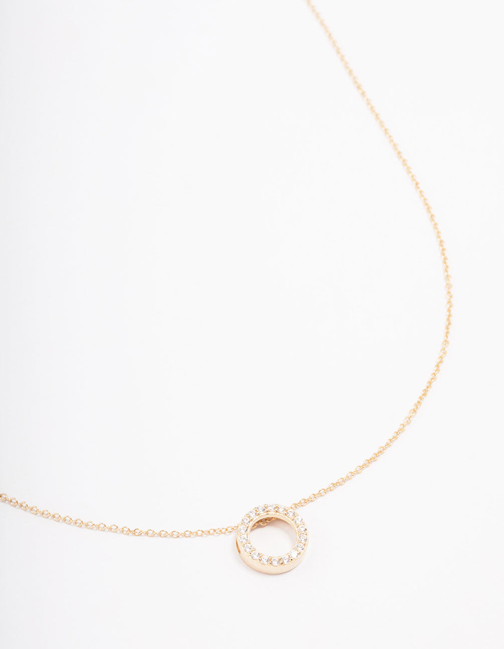 Image of Gold Plated Pave Sterling Silver Circle Pendant Necklace