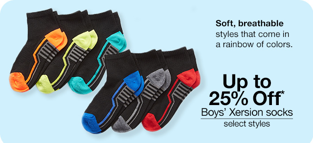 Up to 25% Off* Boys' Xersion socks, select styles