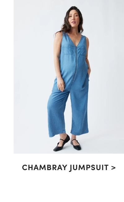 CHAMBRAY MATERNITY JUMPSUIT