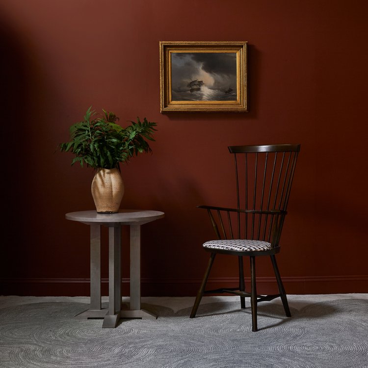 Upholstered Wayland High Back Armchair  with Compass Pedestal Table