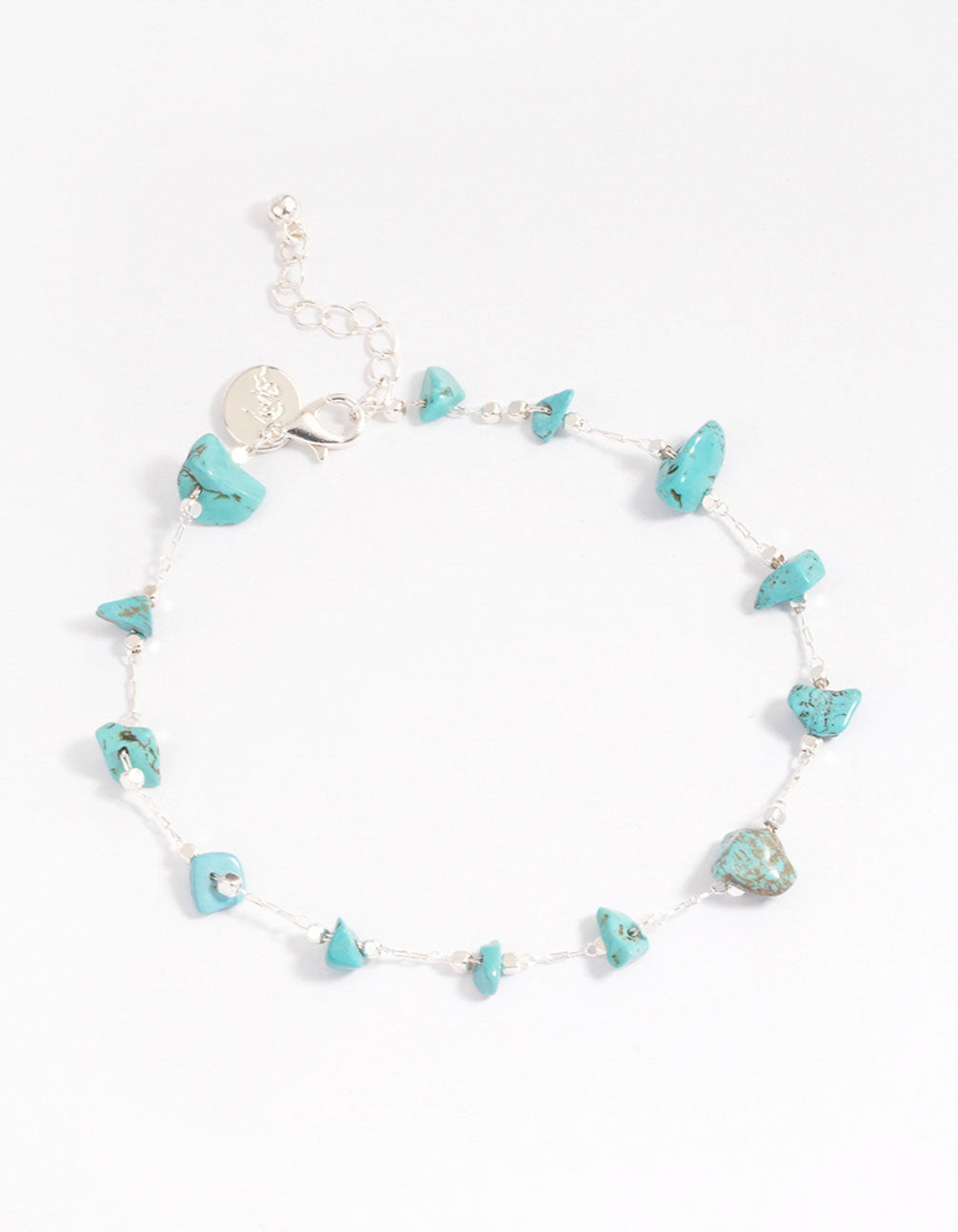 Image of Silver Turquoise Dainty Chip Anklet