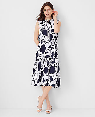 Floral Ruffle Flare Midi Dress