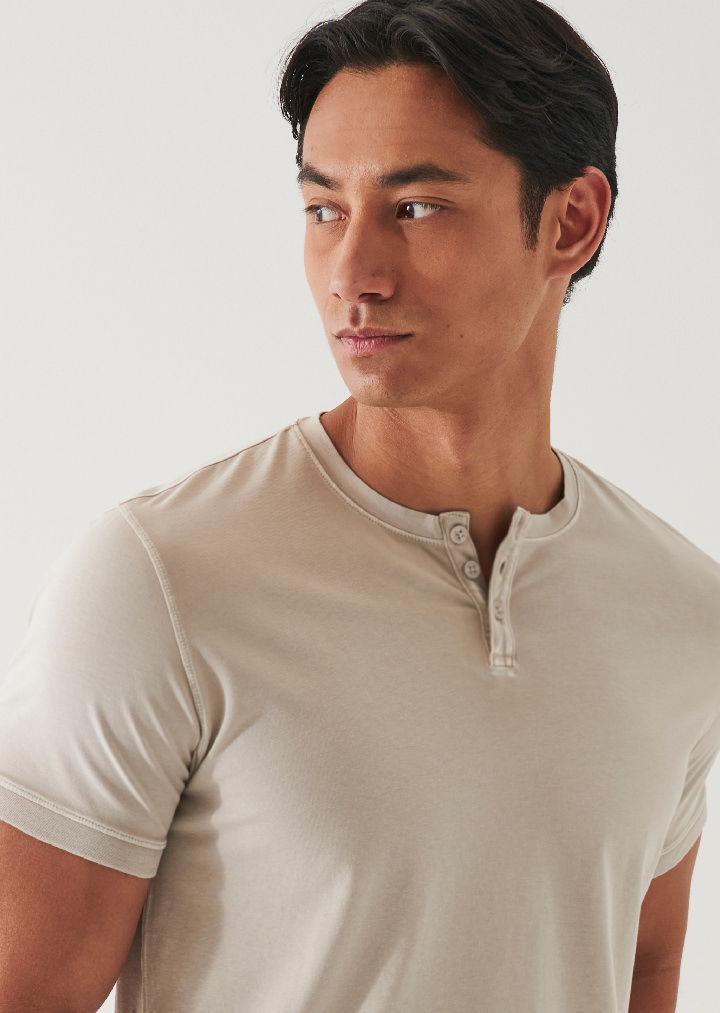 PIMA COTTON STRETCH VINTAGE WASH HENLEY