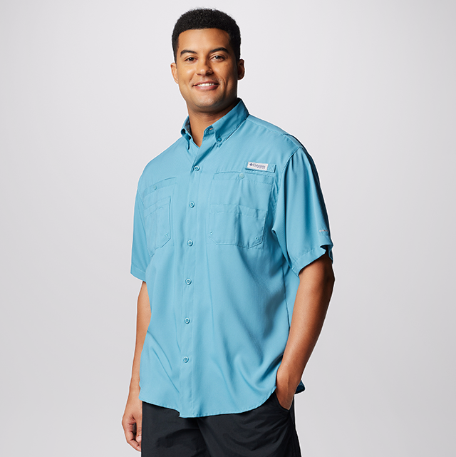 Blue short sleeve button down