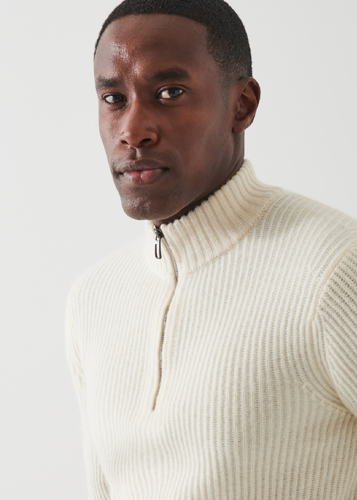 RIBBED CASHMERE QUARTER-ZIP