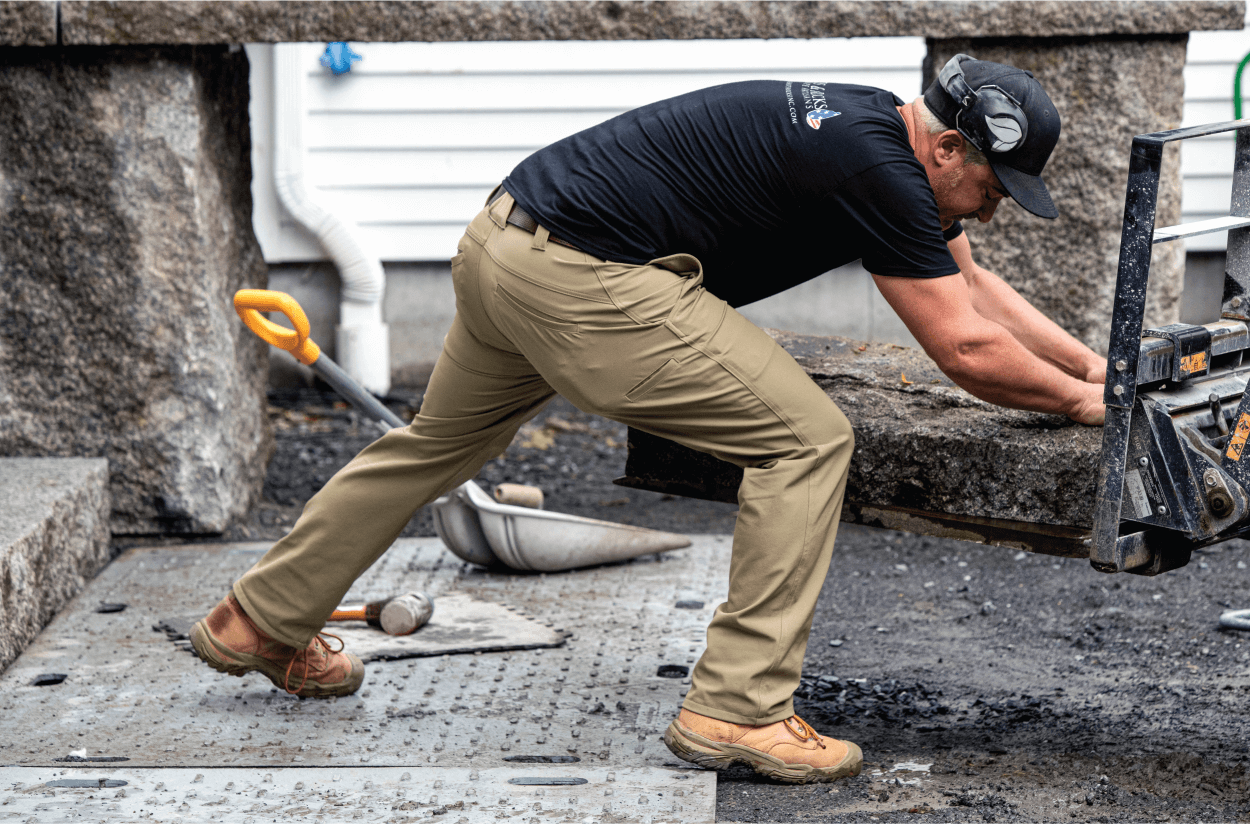 Stone worker in The Shop Pant in khaki