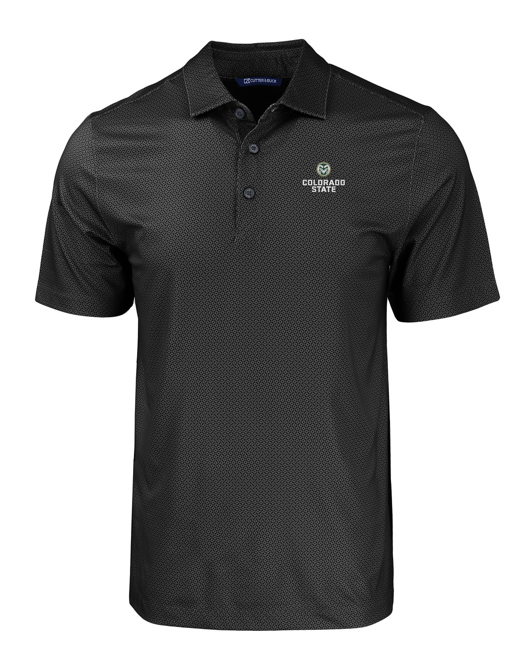 Image of Colorado State Rams Cutter & Buck Pike Eco Tonal Geo Print Stretch Recycled Mens Big & Tall Polo