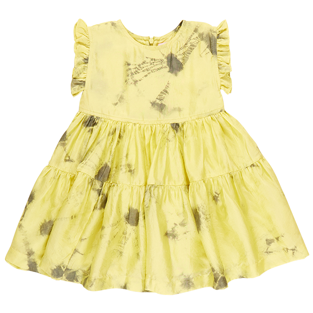 Image of Girls Silk Polly Dress - Limelight Tie Dye