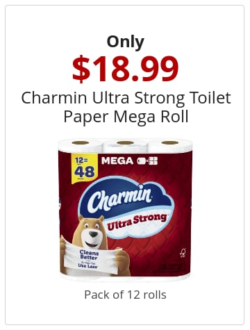 Only $18.99 Charmin Ultra Strong Toilet Paper Mega Roll Pack of 12 rolls