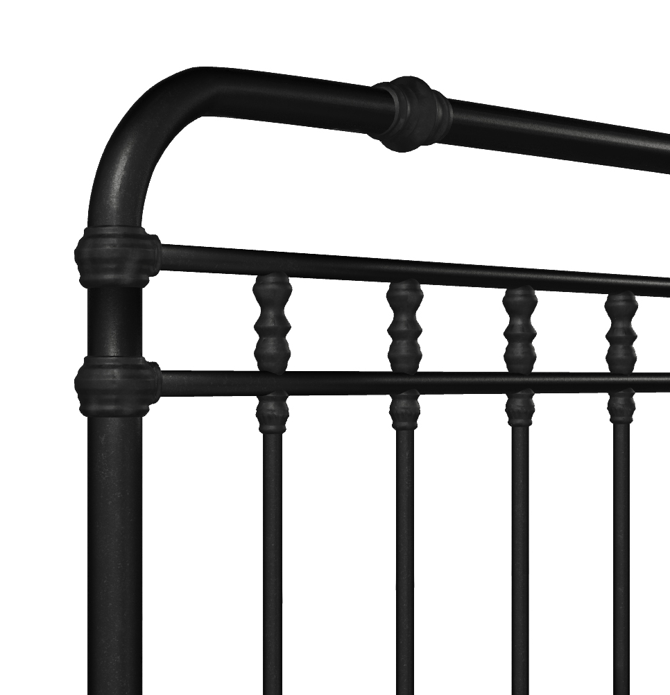 The Laredo Iron bed. Timeless Style. Modern Comfort. Featuring a closeup of the Laredo Headboard shown in Aged Iron finish.