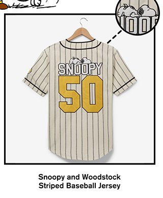 Snoopy and Woodstock Striped Baseball Jersey