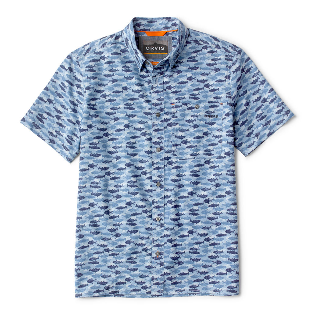 Men's Printed Tech Chambray Short-Sleeved Shirt