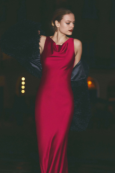 Woman in red dress